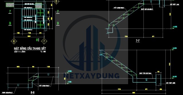 File thiết kế Bản vẽ kết cấu cầu thang sắt